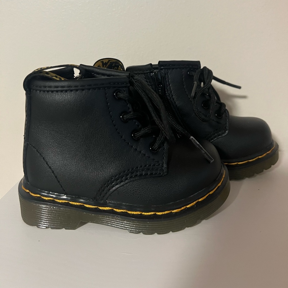 INFANT 1460 SOFTY T LEATHER LACE UP BOOTS DOC MARTEN Black